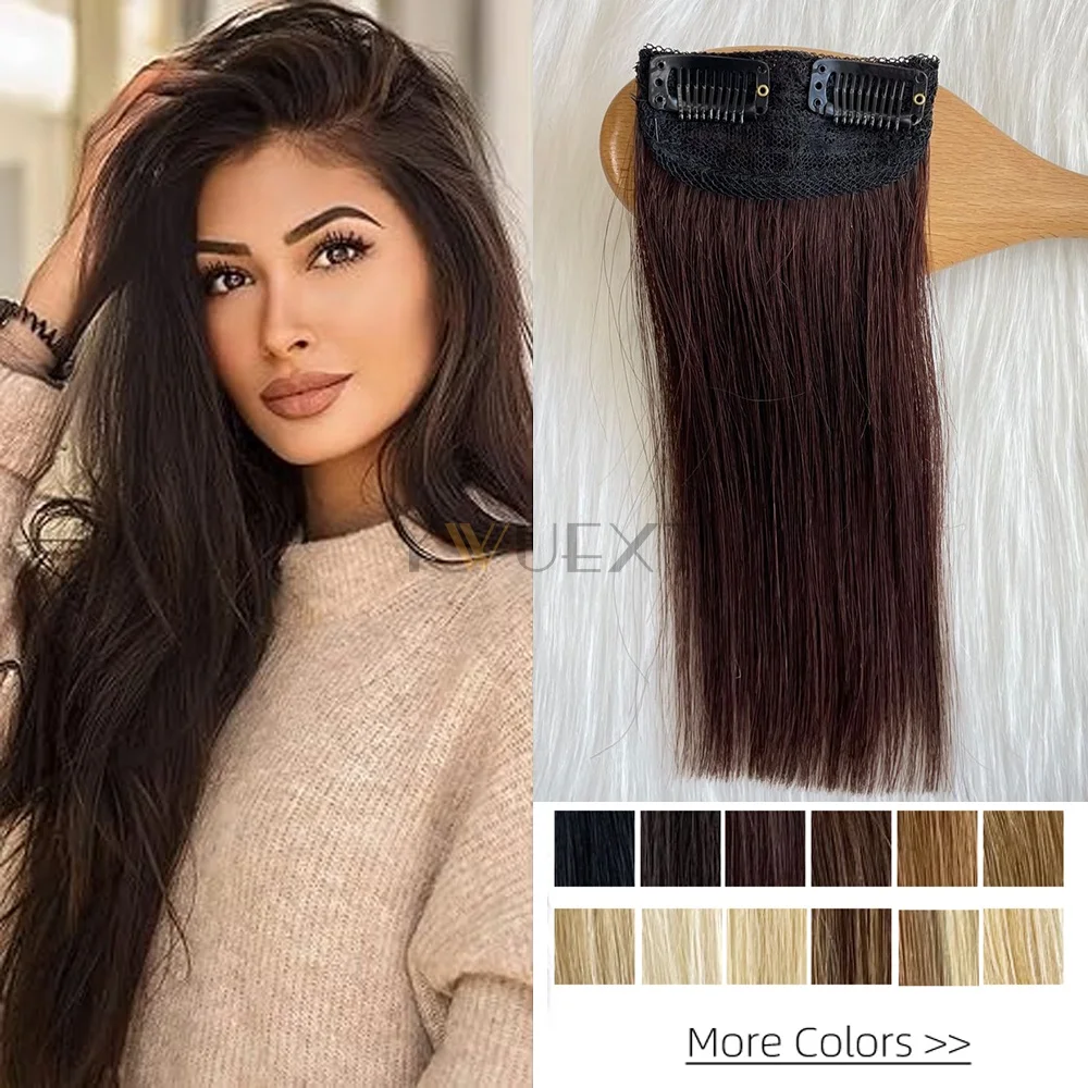 Mini Clip In One Piece Hair Pad On Both Sides Real Natural Human Hair Remy For Women 2Clips in Human Hair Extensions