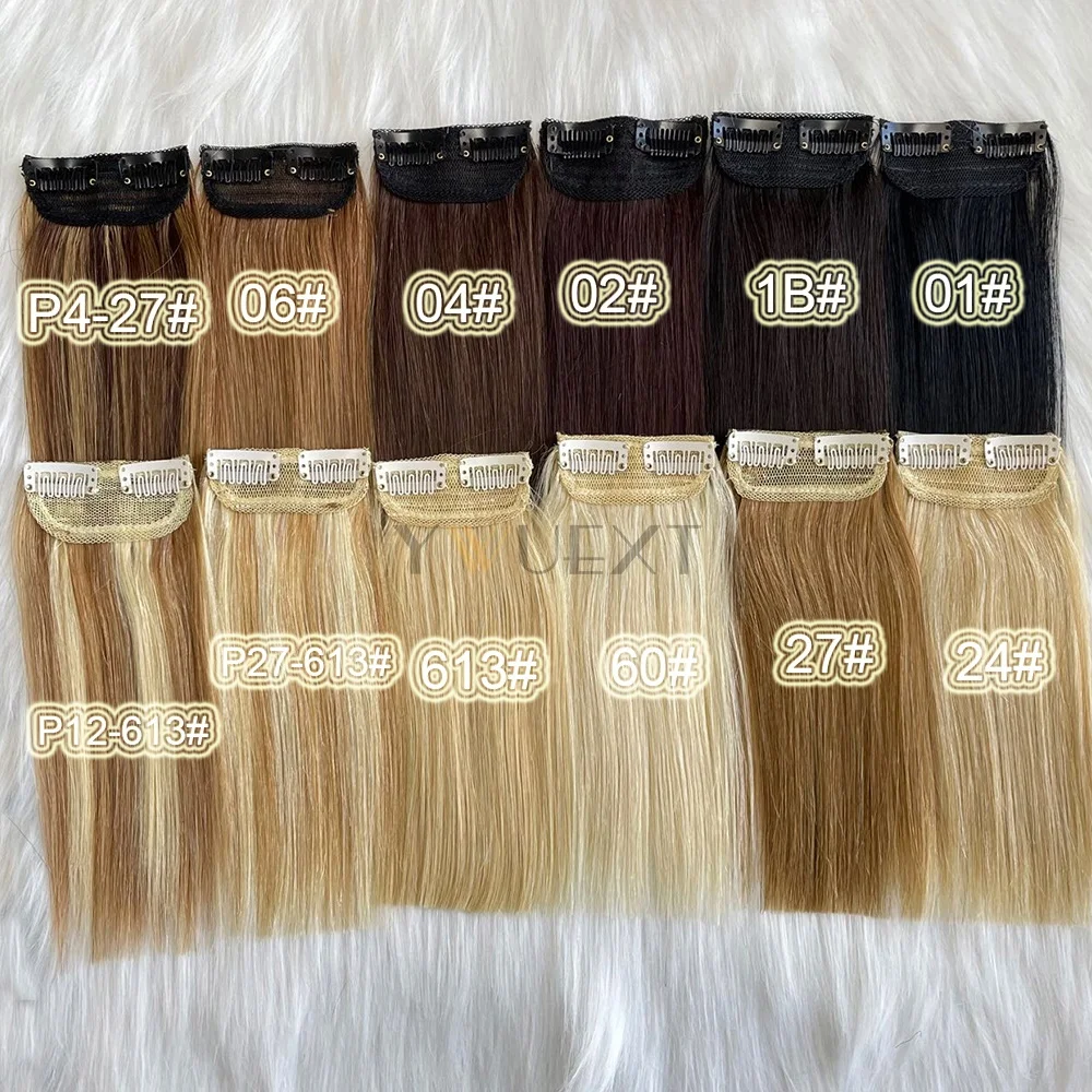 Mini Clip In One Piece Hair Pad On Both Sides Real Natural Human Hair Remy For Women 2Clips in Human Hair Extensions thumbnail 3