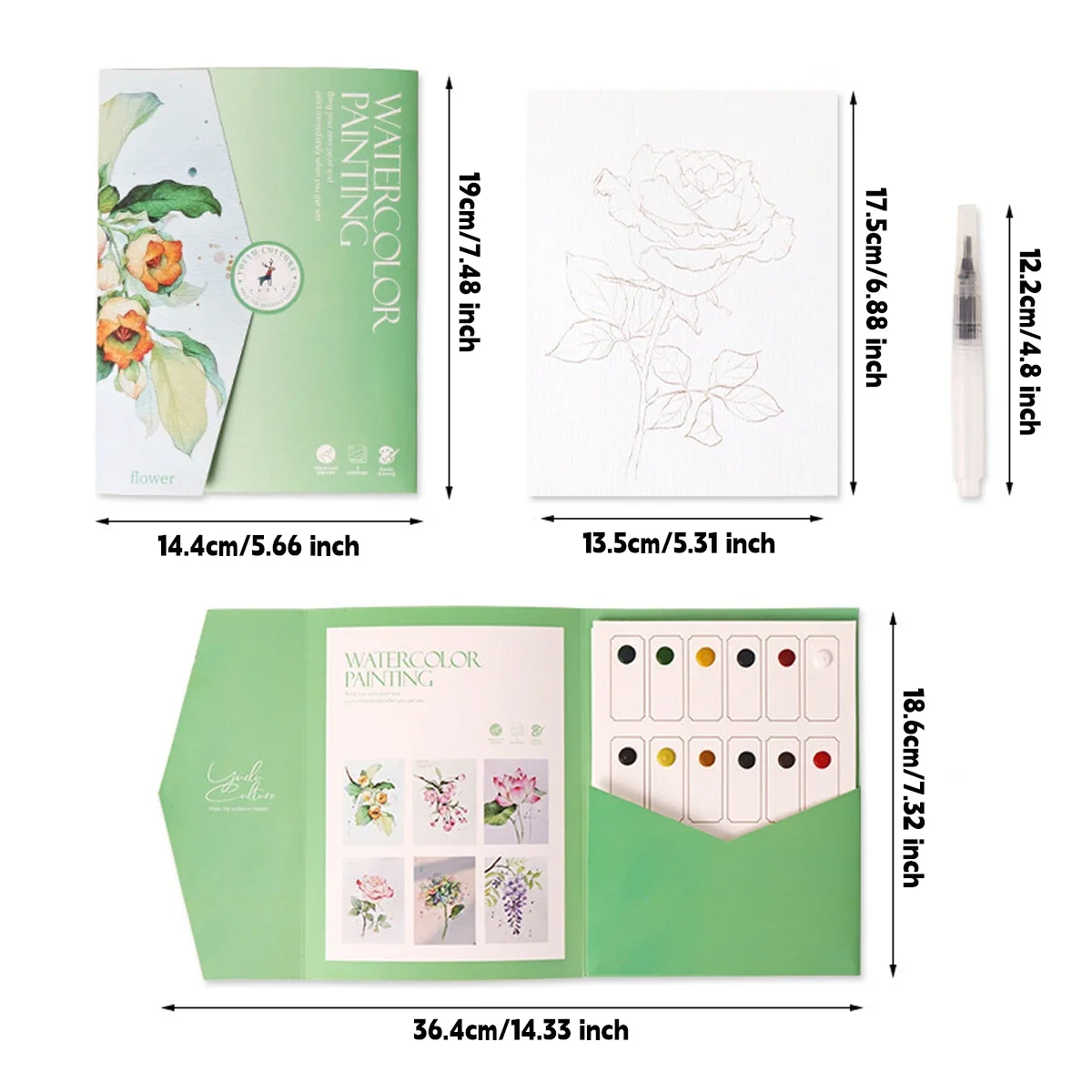 Children's Graffiti Painting Book Stationery 6Sheets Creative Watercolor Painting Coloring Book 12 Colors Solid Watercolor Paint thumbnail 6