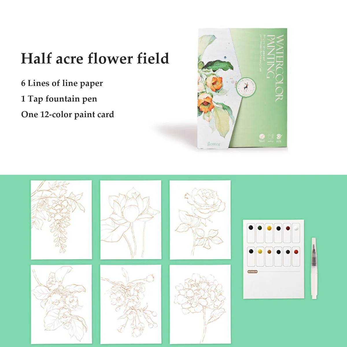 Children's Graffiti Painting Book Stationery 6Sheets Creative Watercolor Painting Coloring Book 12 Colors Solid Watercolor Paint thumbnail 5