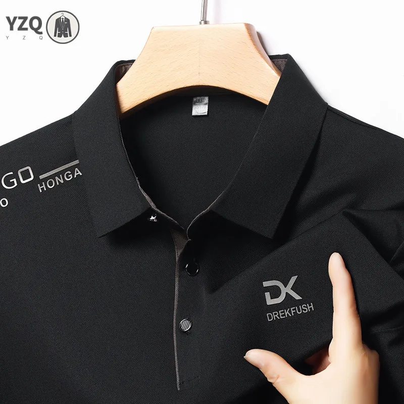 Men's Business Casual Short Sleeve Polo Shirt Solid Color with Badge Fashionable Breathable Comfortable Versatile Business Top thumbnail 4