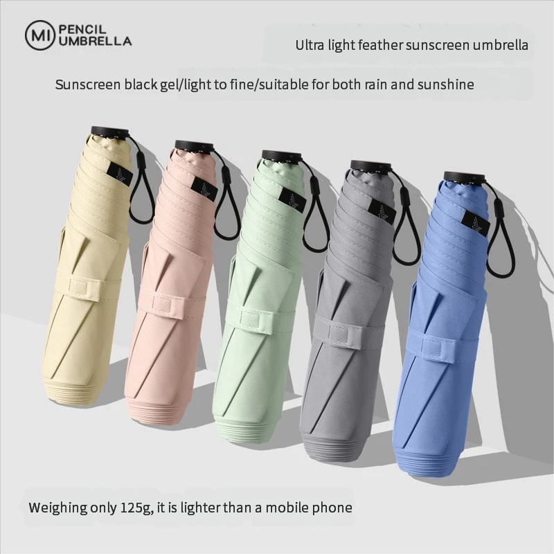 125g Japanese ultra-light portable sun umbrella sun protection and ultraviolet rain dual-purpose 3-fold 6-bone pencil umbrella f thumbnail 2