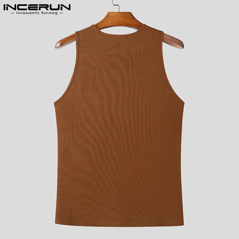 INCERUN Men Tank Tops Solid Color Knitted Zipper Sleeveless Male Vests Summer Streetwear Skinny 2025 Fashion Men Clothing S-3XL thumbnail 5