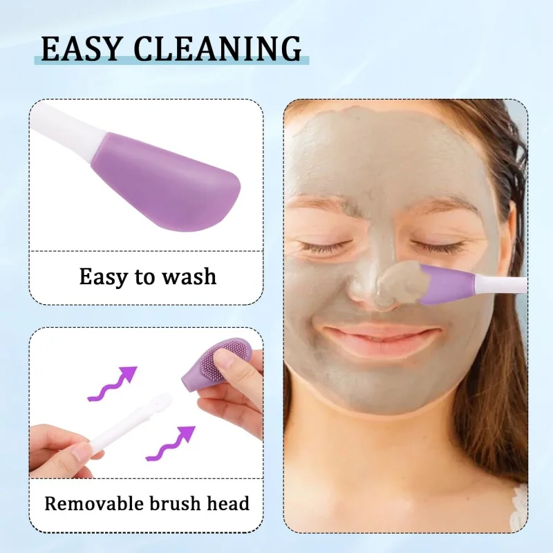 4pcs Silicone Face Brush Set DIY Facial Mask Mud Applicator Manual Soft Facial Cleansing Pore Exfoliator Beauty Makeup Tools thumbnail 4