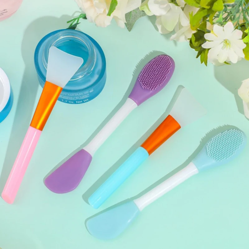 4pcs Silicone Face Brush Set DIY Facial Mask Mud Applicator Manual Soft Facial Cleansing Pore Exfoliator Beauty Makeup Tools thumbnail 2