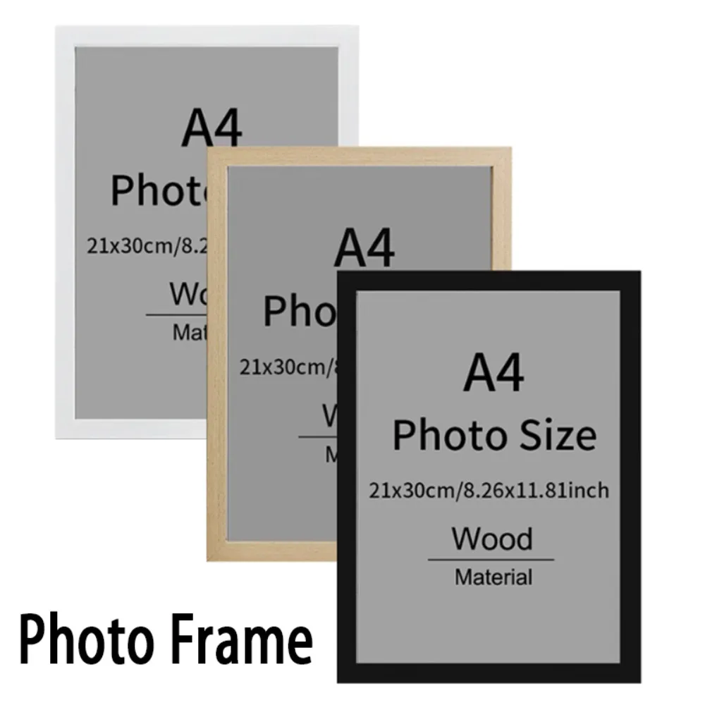 21x30cm Frame Black and White Wood Grain Color Wooden Photo Frame 9"x11" A4 Poster Canvas Painting Display Stand Picture Decor thumbnail 6