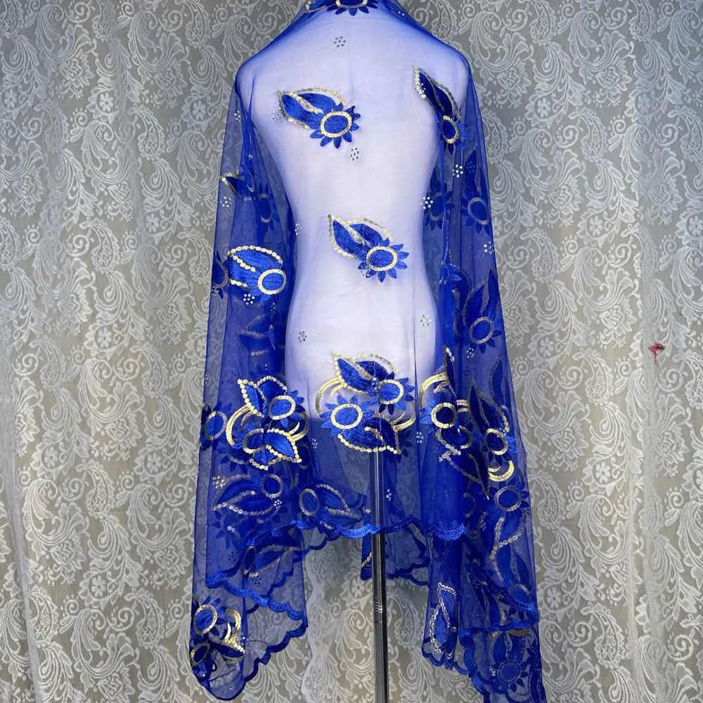 on sale 2025 New African Net Hijab Scarf For Muslim Women African Dubai Islam Headscarf Embroidery Shawls voile thumbnail 4