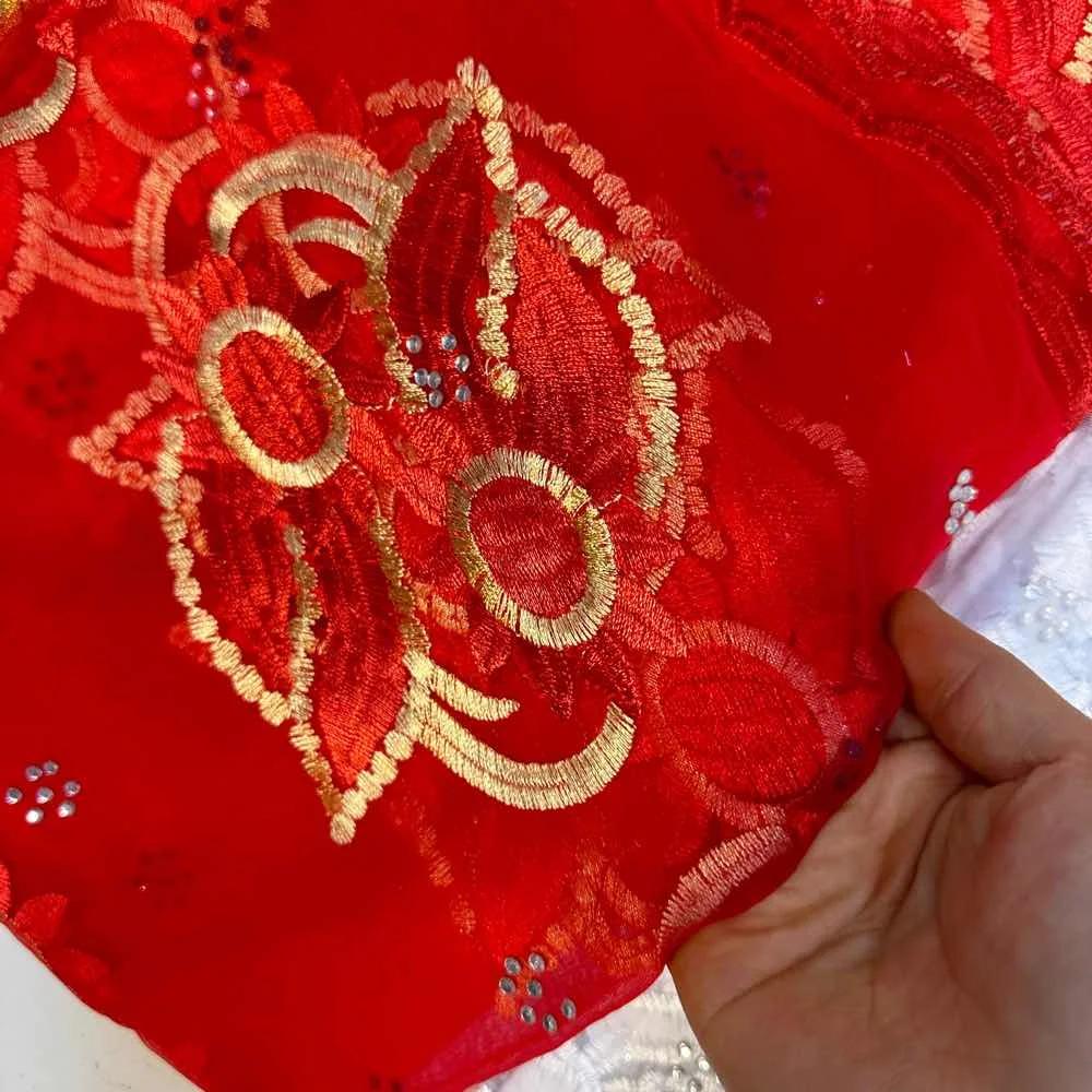 on sale 2025 New African Net Hijab Scarf For Muslim Women African Dubai Islam Headscarf Embroidery Shawls voile thumbnail 5