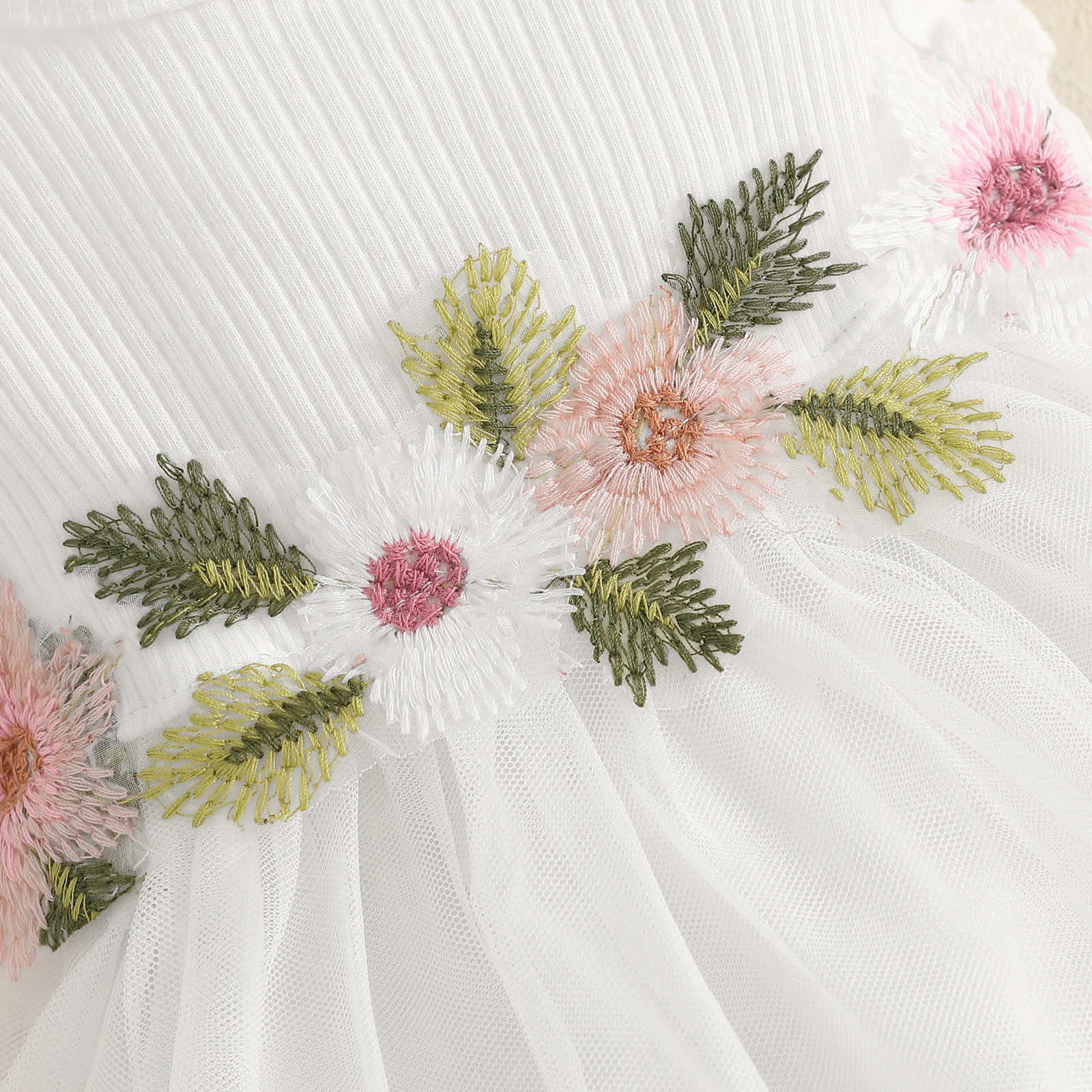 MISOWMNJOY Baby Girl Fall Outfit Spring Fall Long Sleeve Cardigan Coat Flower Embroidery Tulle Tank Dress Toddler 2 Piece Set thumbnail 5