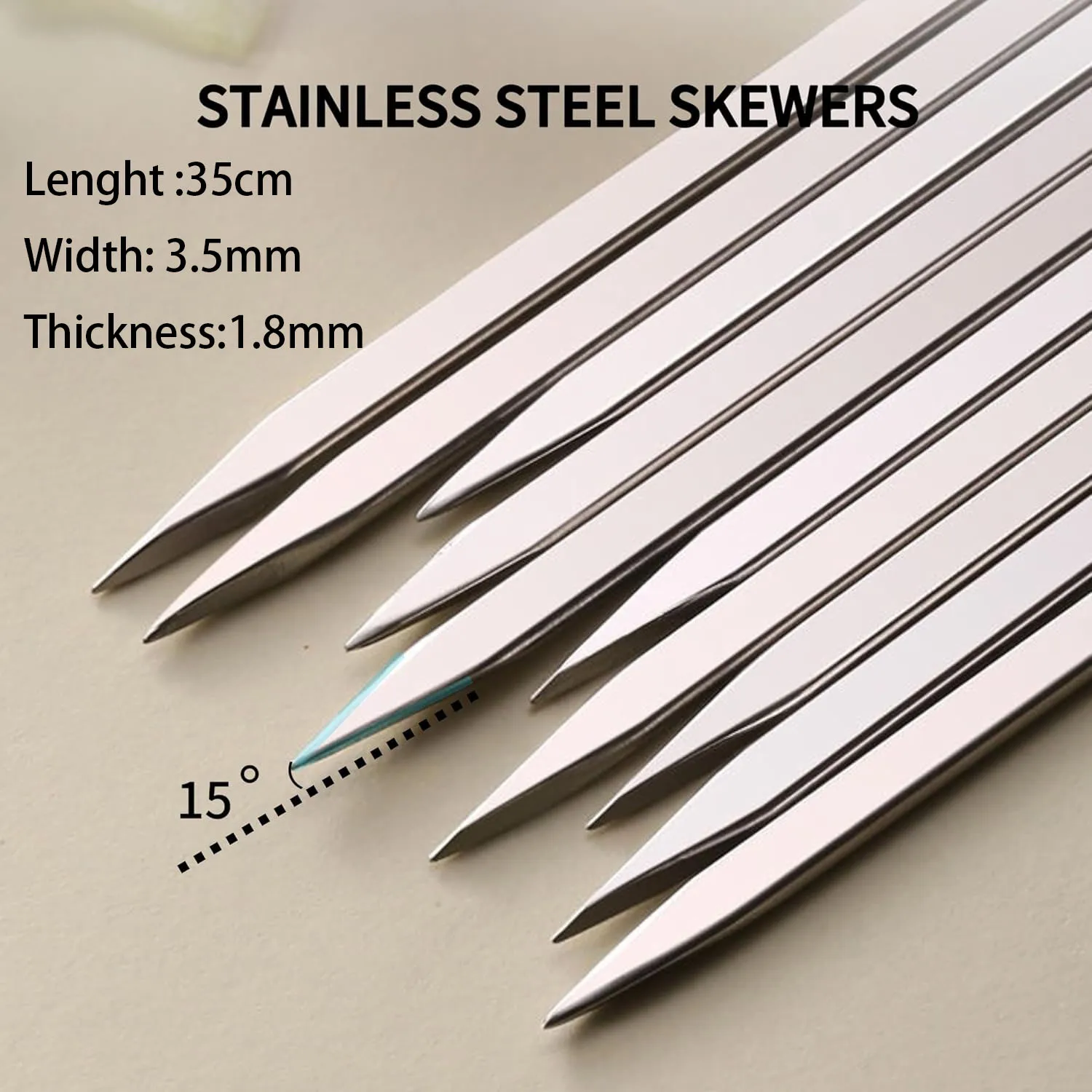 40PCS 304 Stainless Steel 13.5"Long Flat Barbecue Skewers,BBQ Kebob Skewers with Metal Storage Tube,Reusable For Grilling thumbnail 6