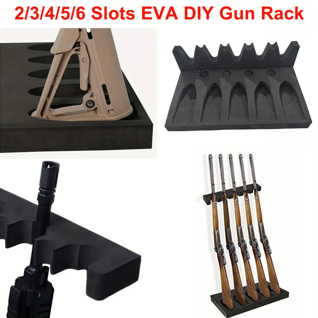 Rifle & Shotgun Gun Rack Gun Cabinet Storage Wall Mount Holder 6/4/3/2 Slots Pistol Rack Handgun Organizer Tactical Accessories thumbnail 2