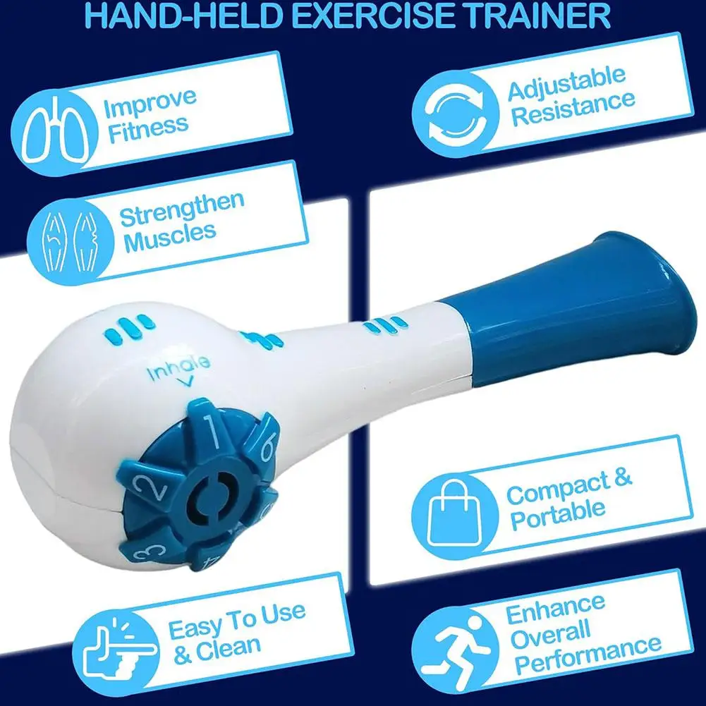 Breathing Trainer Adjustable Resistance Handheld Lung Expansion Training Tool Increase Lung Capacity Running Abdominal Exerciser thumbnail 6