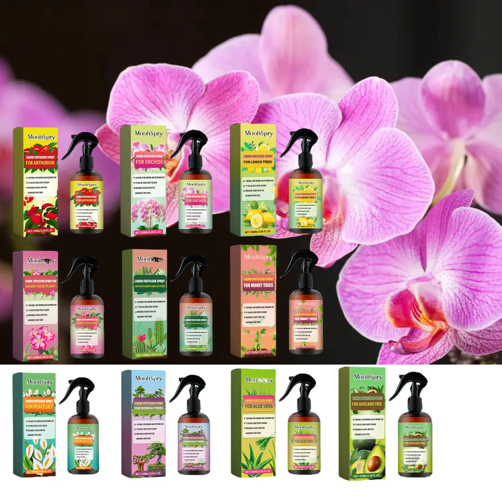 MoonSpy 100ml Fertilizer Spray Series for Flowers Plants & Trees - Plant Growth Nutrition Care Supplemental Fertilizer thumbnail 2
