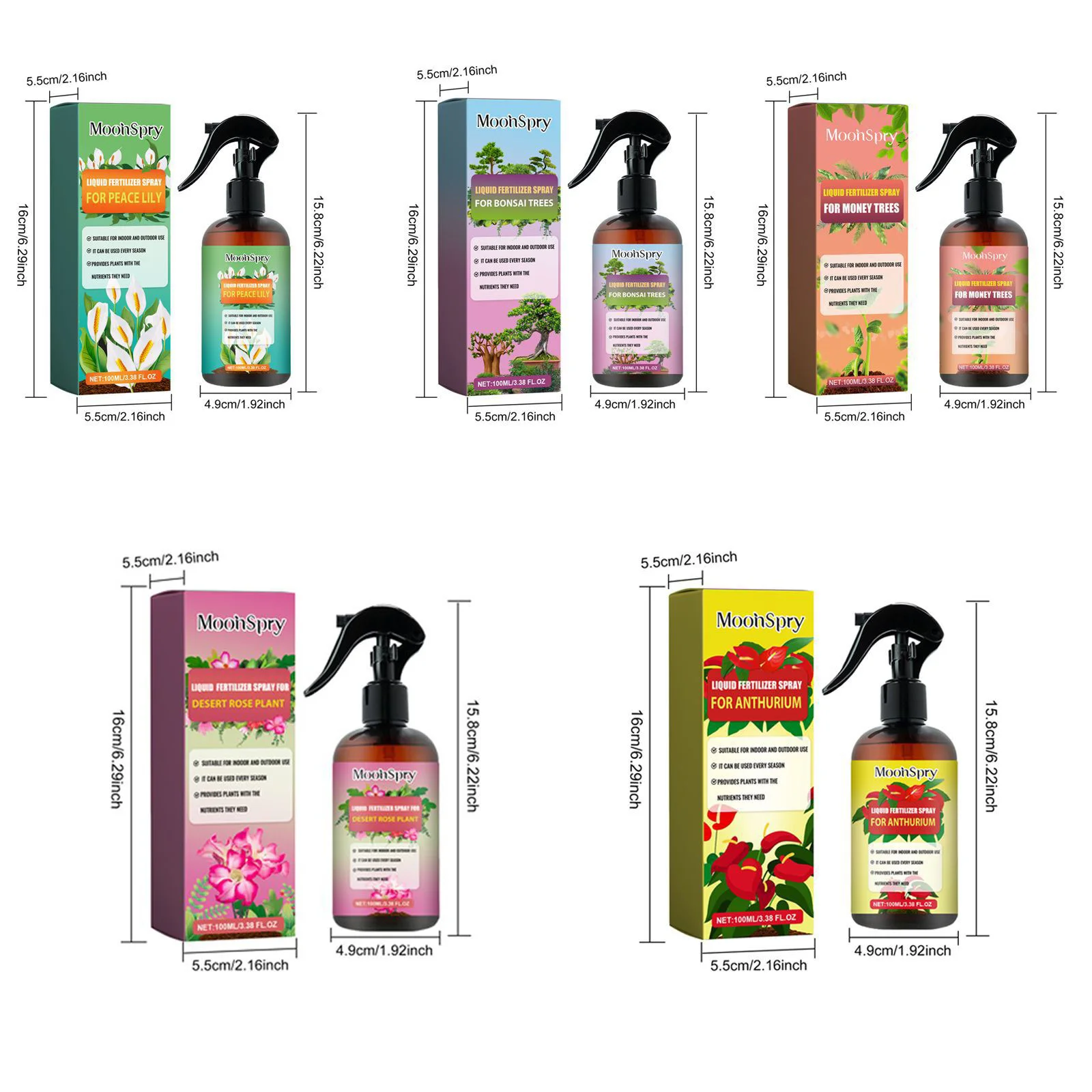 MoonSpy 100ml Fertilizer Spray Series for Flowers Plants & Trees - Plant Growth Nutrition Care Supplemental Fertilizer thumbnail 6