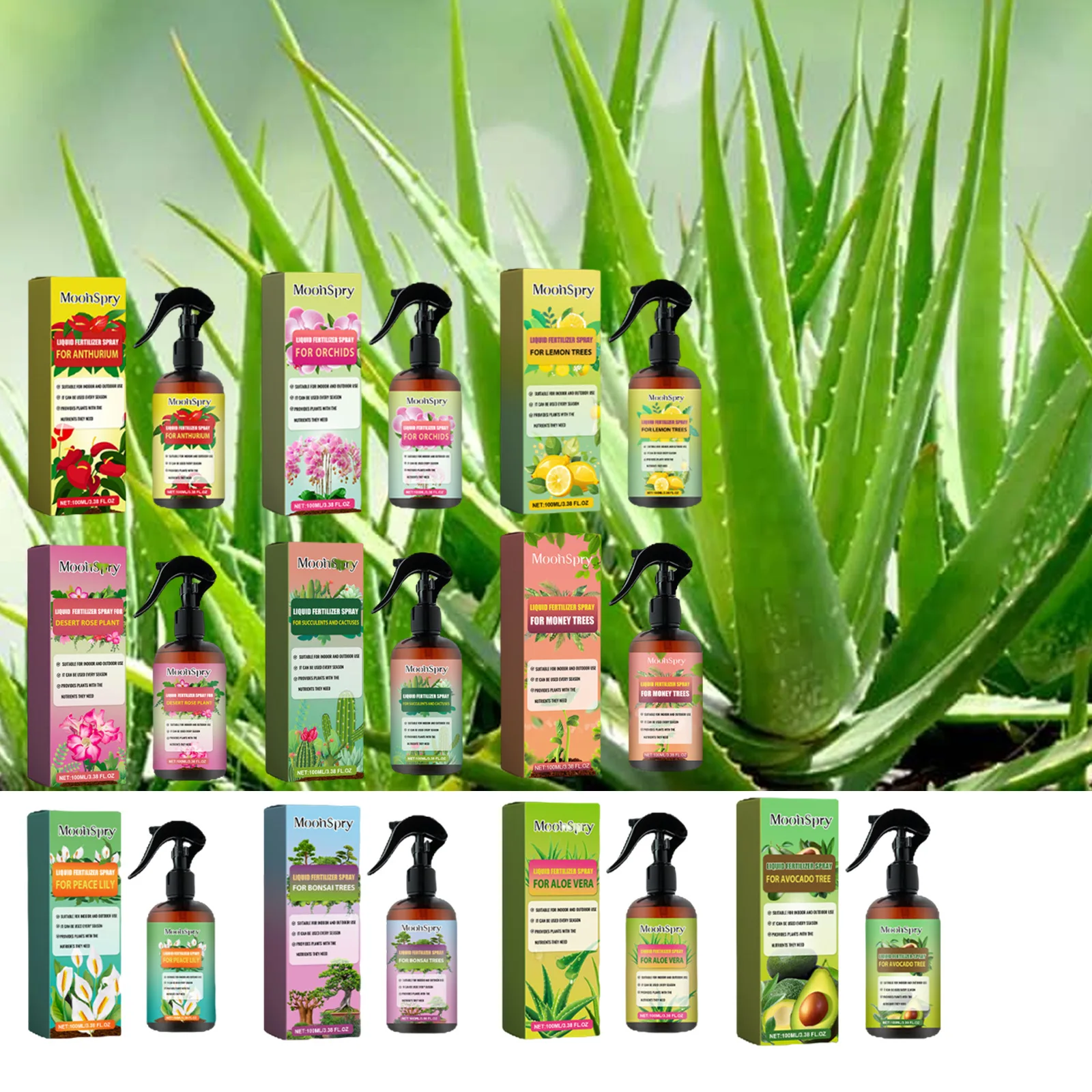 MoonSpy 100ml Fertilizer Spray Series for Flowers Plants & Trees - Plant Growth Nutrition Care Supplemental Fertilizer thumbnail 3