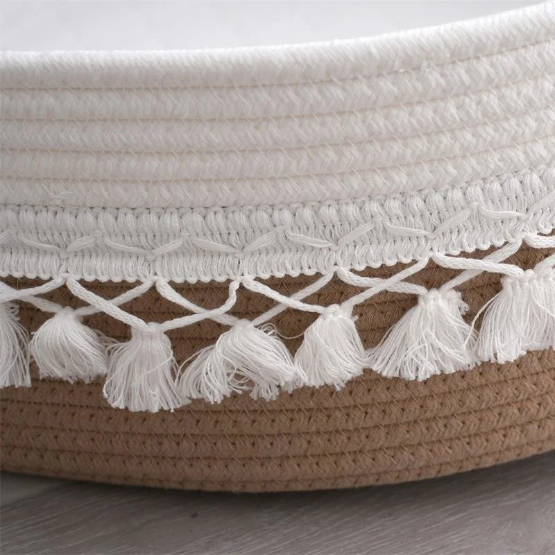 Portable cotton Rope Woven Baby Child Travel Bed Baskets Folding Baby Bed Basket Cribs for Newborn Baby with Pads thumbnail 3