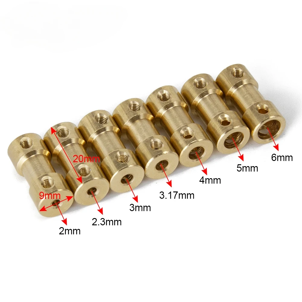 5pcs Brass Flexible Shaft Coupler 2mm/2.3mm/3mm/3.17mm/4mm/5mm/6mm for Motor Transmission Connector RC Drone DIY Upgrade thumbnail 2