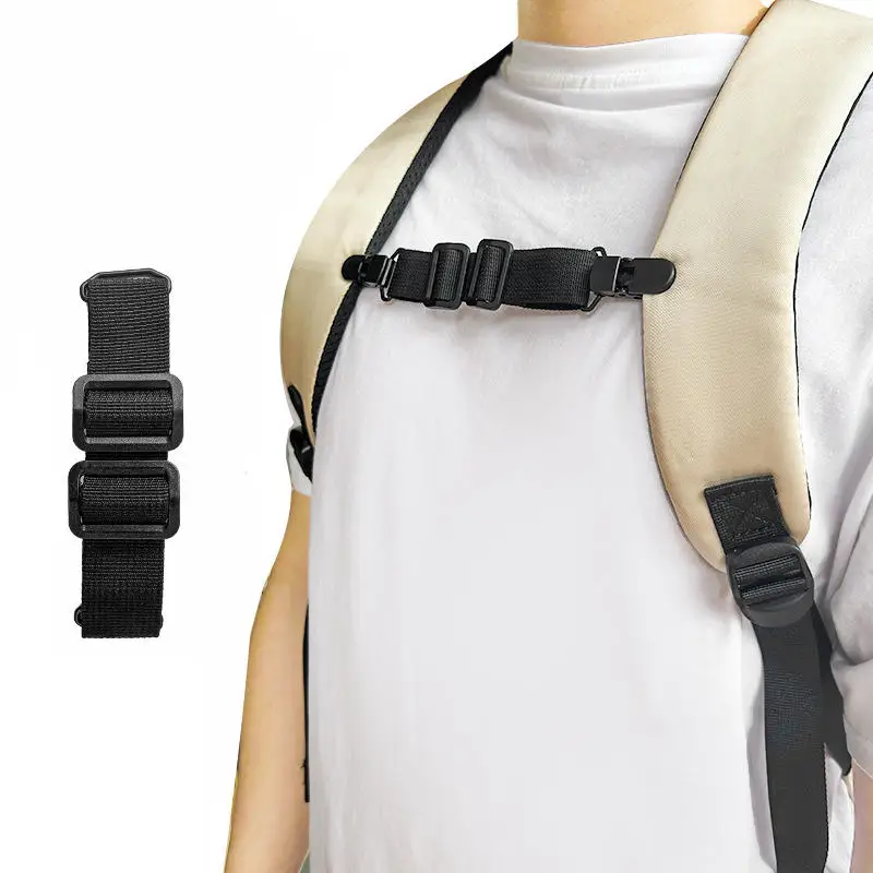 Non-slip Kids Backpack Shoulder Strap Decompression Nylon Adjustable Chest Harness Buckle Clip Strap Easy Closure Quick Release thumbnail 2