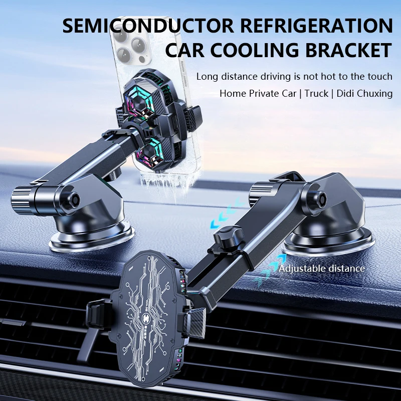 Cooling Phone Holder Car Dashboard Phone Bracket Semiconductor Coolers For GPS Navigation Universal Suction Cup Telephone Stand thumbnail 3