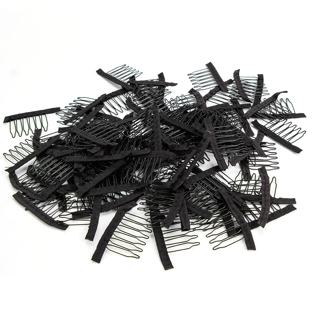 AliLeader 7 Teeth 6 Teeth Black Color Wig Comb Clips Metal Hair Extensions Combs for Making Wigs Ponytail Hair Bun Accessories