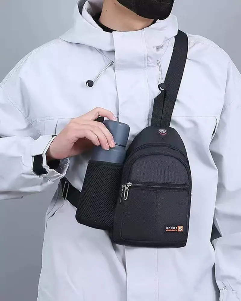 New waterproof crossbody bag, fashionable chest bag, multifunctional casual single shoulder water cup, men's backpack for travel thumbnail 6
