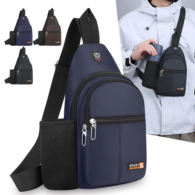 New waterproof crossbody bag, fashionable chest bag, multifunctional casual single shoulder water cup, men's backpack for travel thumbnail 2