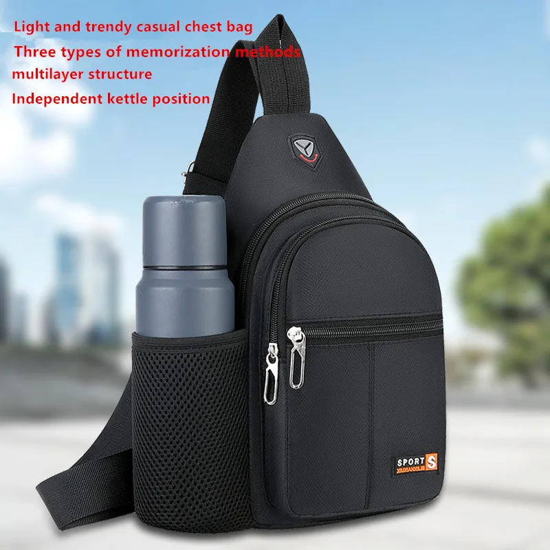 New waterproof crossbody bag, fashionable chest bag, multifunctional casual single shoulder water cup, men's backpack for travel thumbnail 3