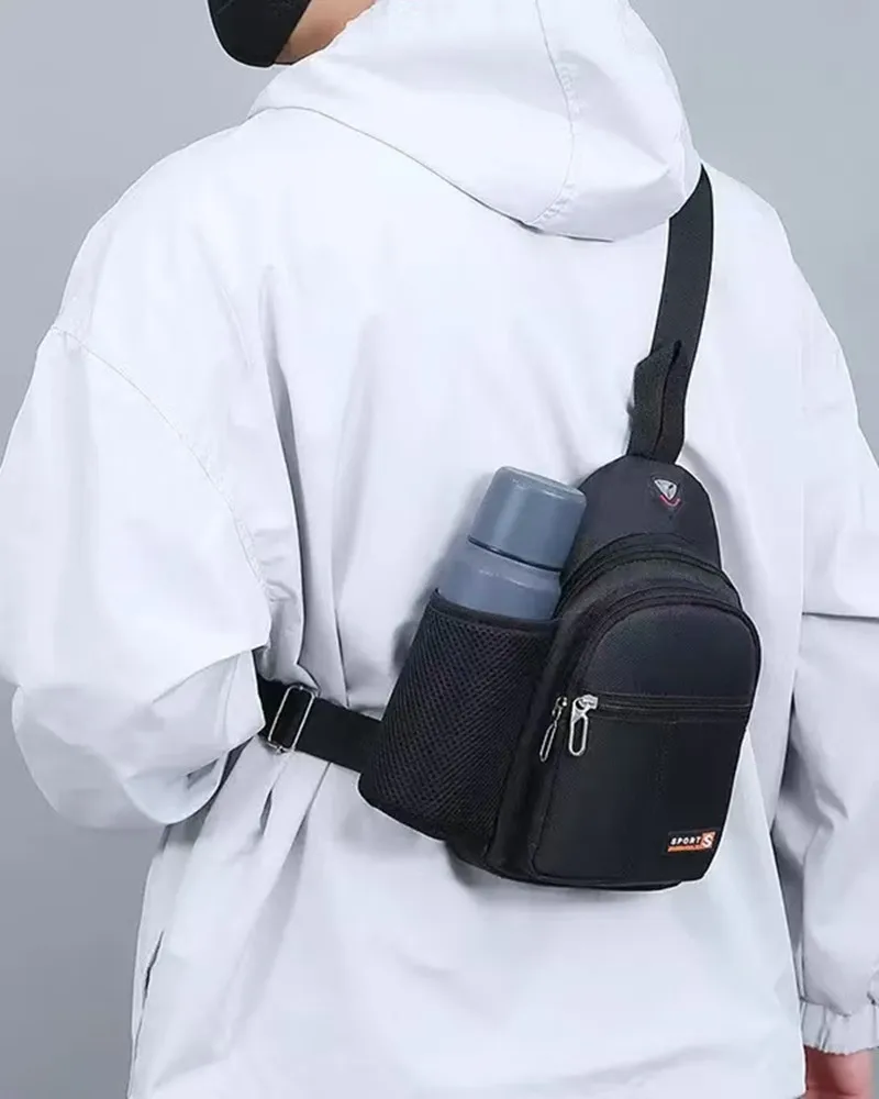 New waterproof crossbody bag, fashionable chest bag, multifunctional casual single shoulder water cup, men's backpack for travel thumbnail 5