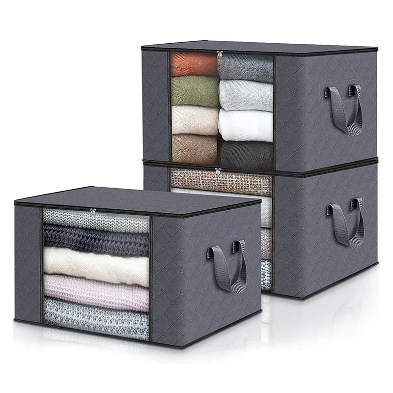 Storage Bag Foldable Large Capacity Clothes  Blanket Storage Bags Storage Containers for Organizing Bedroom Closet Clothing thumbnail 3