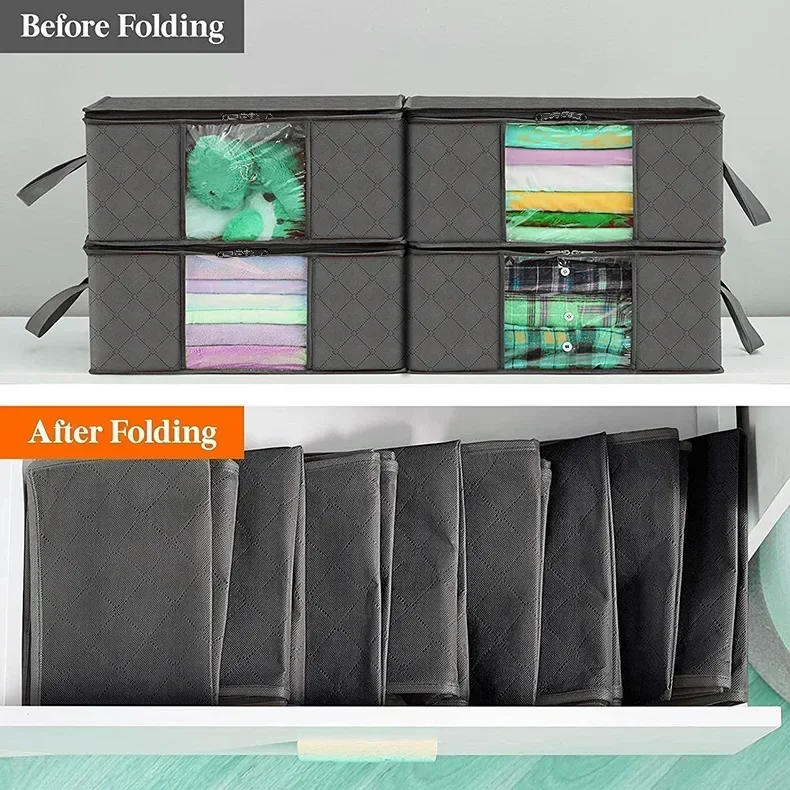 Storage Bag Foldable Large Capacity Clothes  Blanket Storage Bags Storage Containers for Organizing Bedroom Closet Clothing thumbnail 5