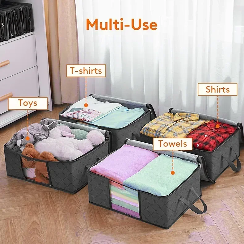 Storage Bag Foldable Large Capacity Clothes  Blanket Storage Bags Storage Containers for Organizing Bedroom Closet Clothing thumbnail 6