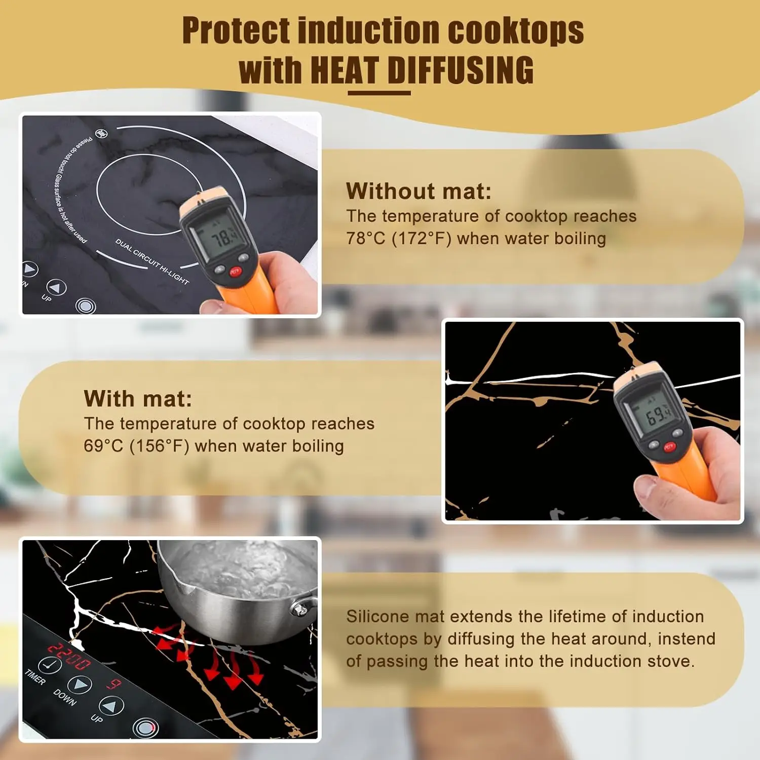 Large Induction Cooktop Protector Mat, (Magnetic) Electric Stove Burner Covers Antiscratch as Glass Top Stove Cover thumbnail 6