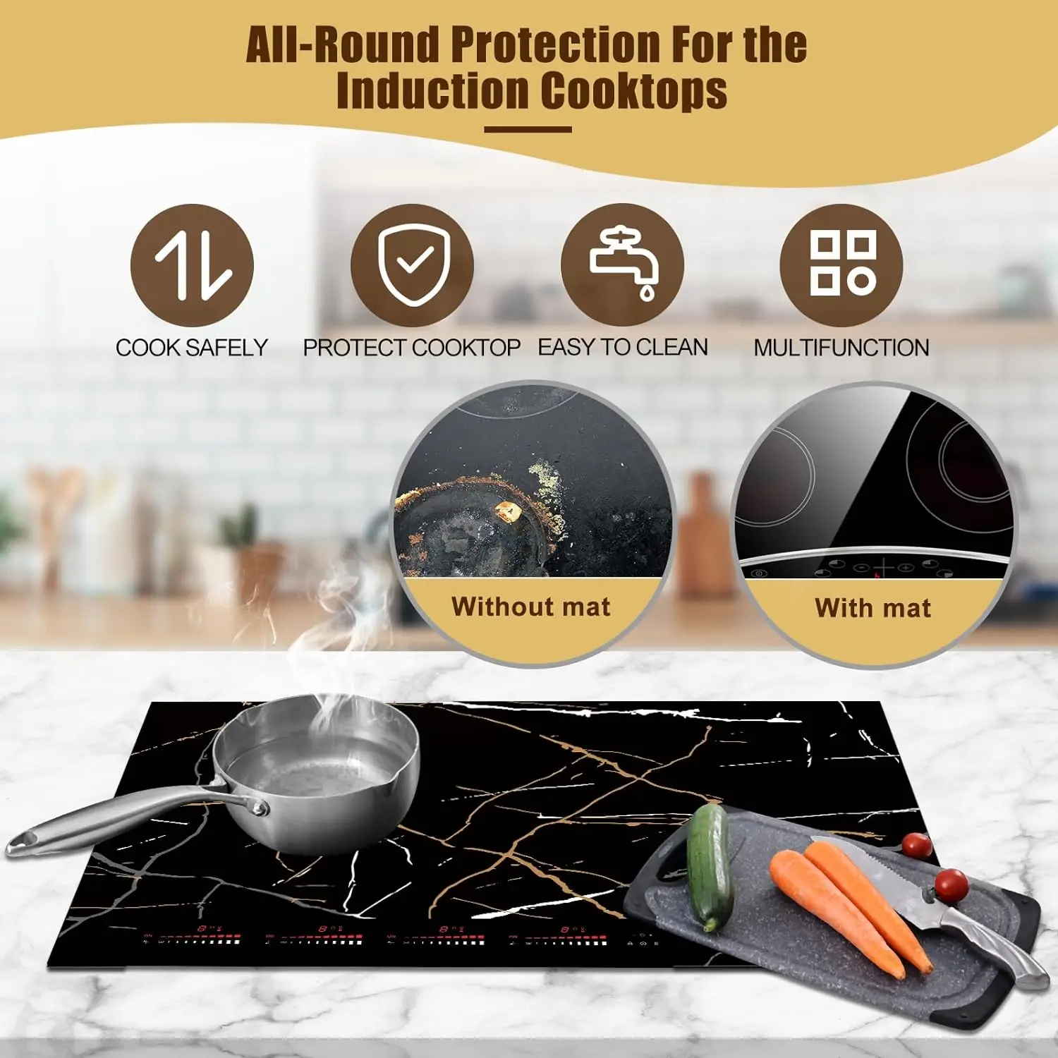 Large Induction Cooktop Protector Mat, (Magnetic) Electric Stove Burner Covers Antiscratch as Glass Top Stove Cover thumbnail 2