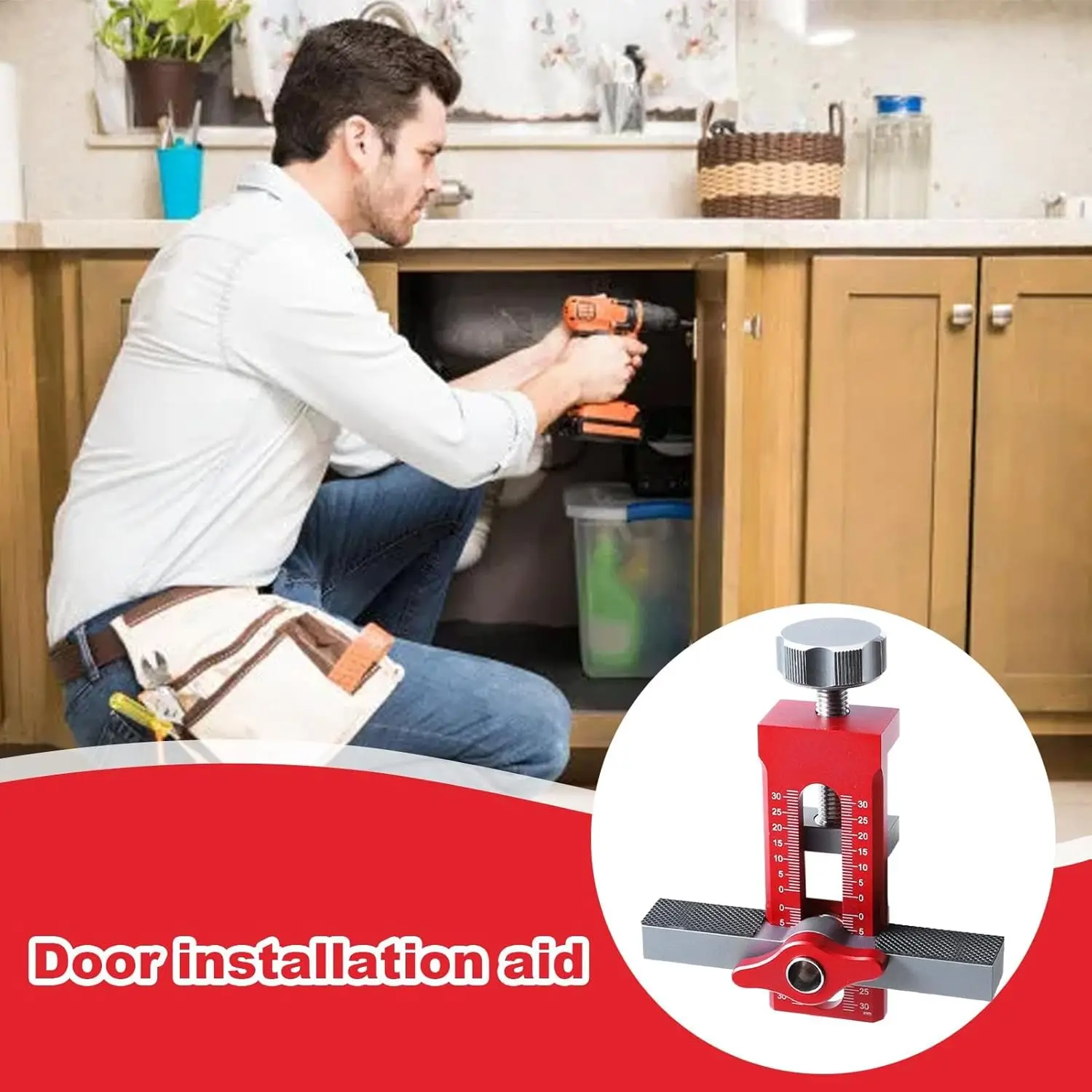 2-in-1 Cabinet Door Installation Locator Aluminium Multifunctional  Door Door Panel Mounting Rebounding Device Drilling Locator thumbnail 6