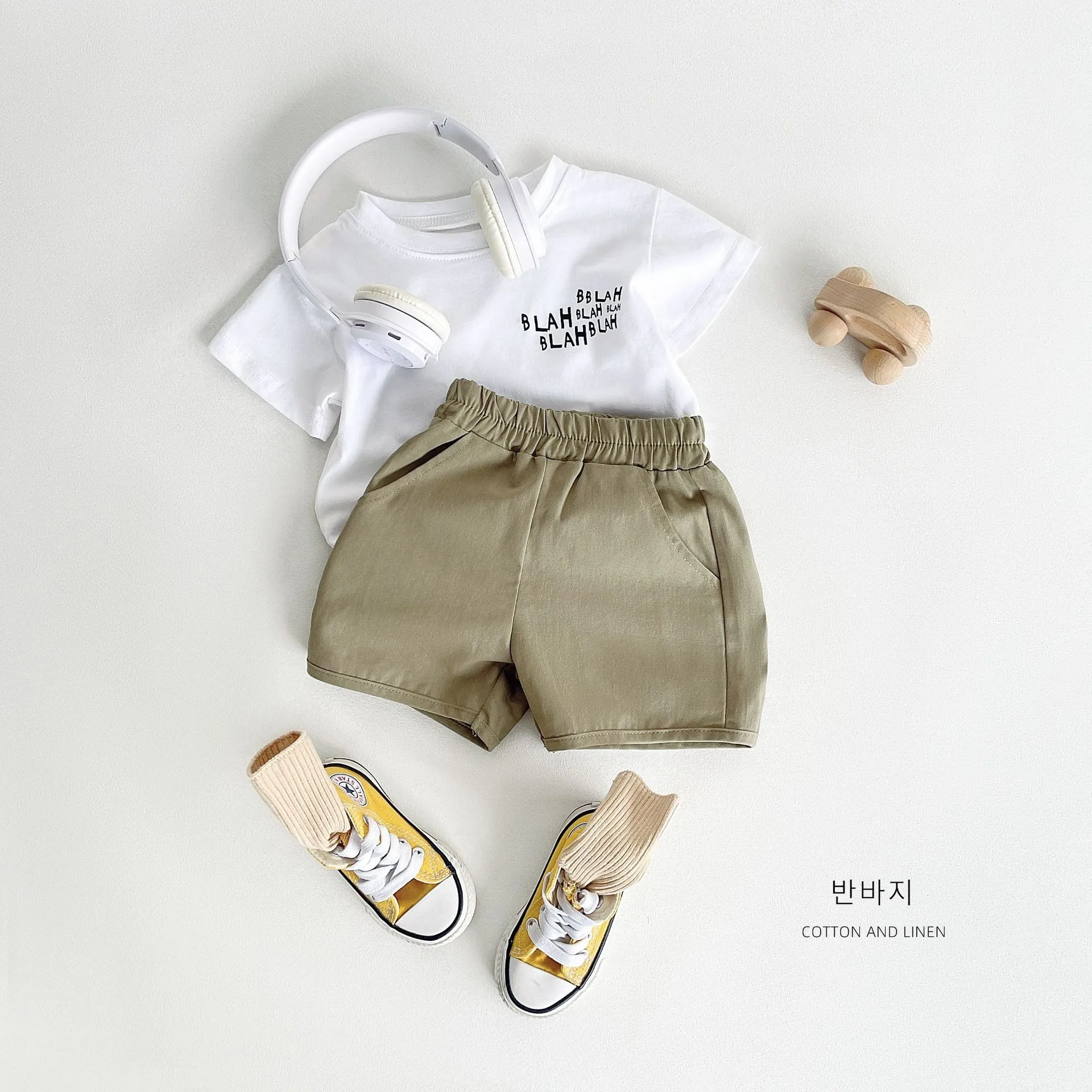 Ircomll 2 Pcs Summer Baby Workwear shorts 100% Organic Cotton for Infant Baby and Toddler, Boys, Girls Breathable Leisure Shorts thumbnail 4