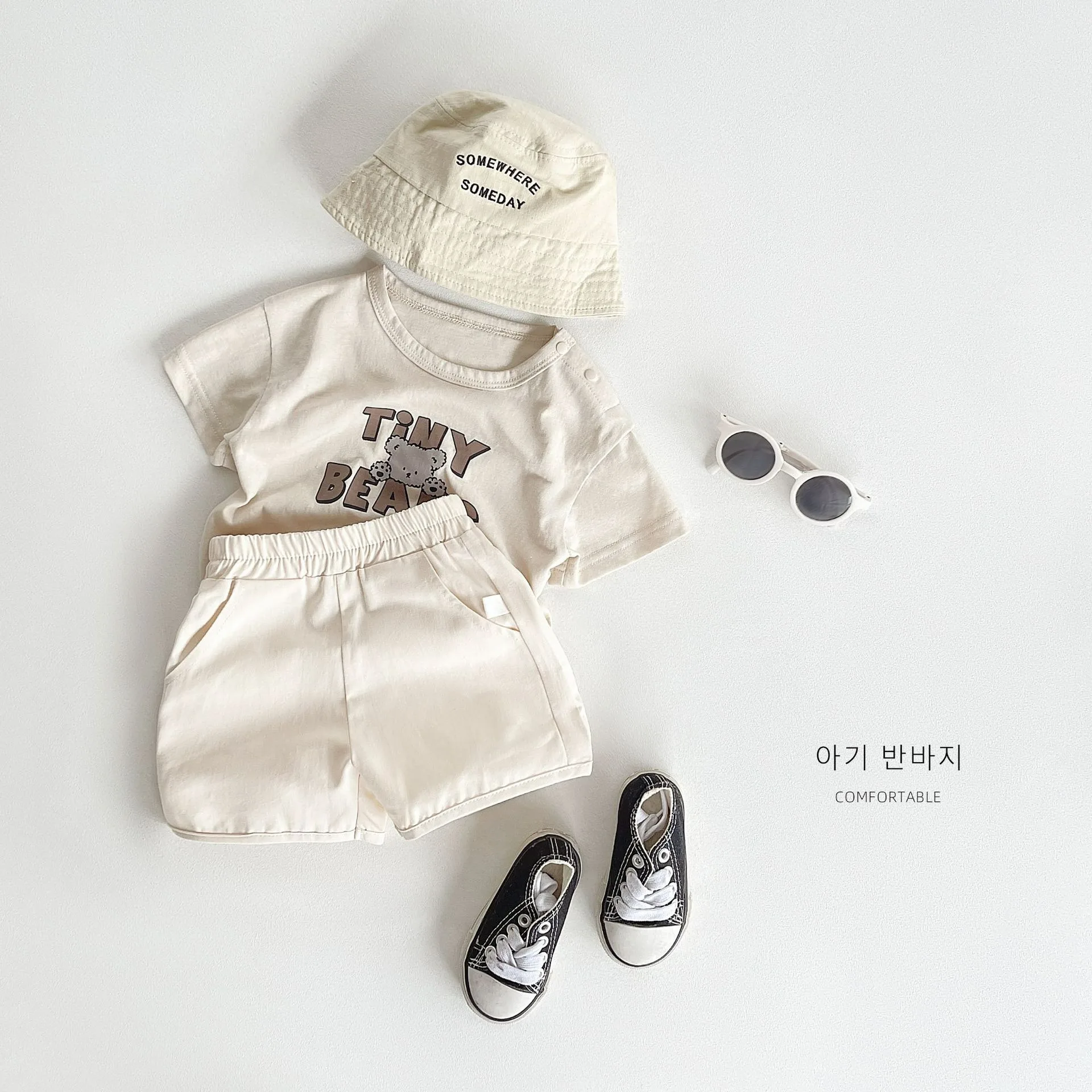 Ircomll 2 Pcs Summer Baby Workwear shorts 100% Organic Cotton for Infant Baby and Toddler, Boys, Girls Breathable Leisure Shorts thumbnail 3