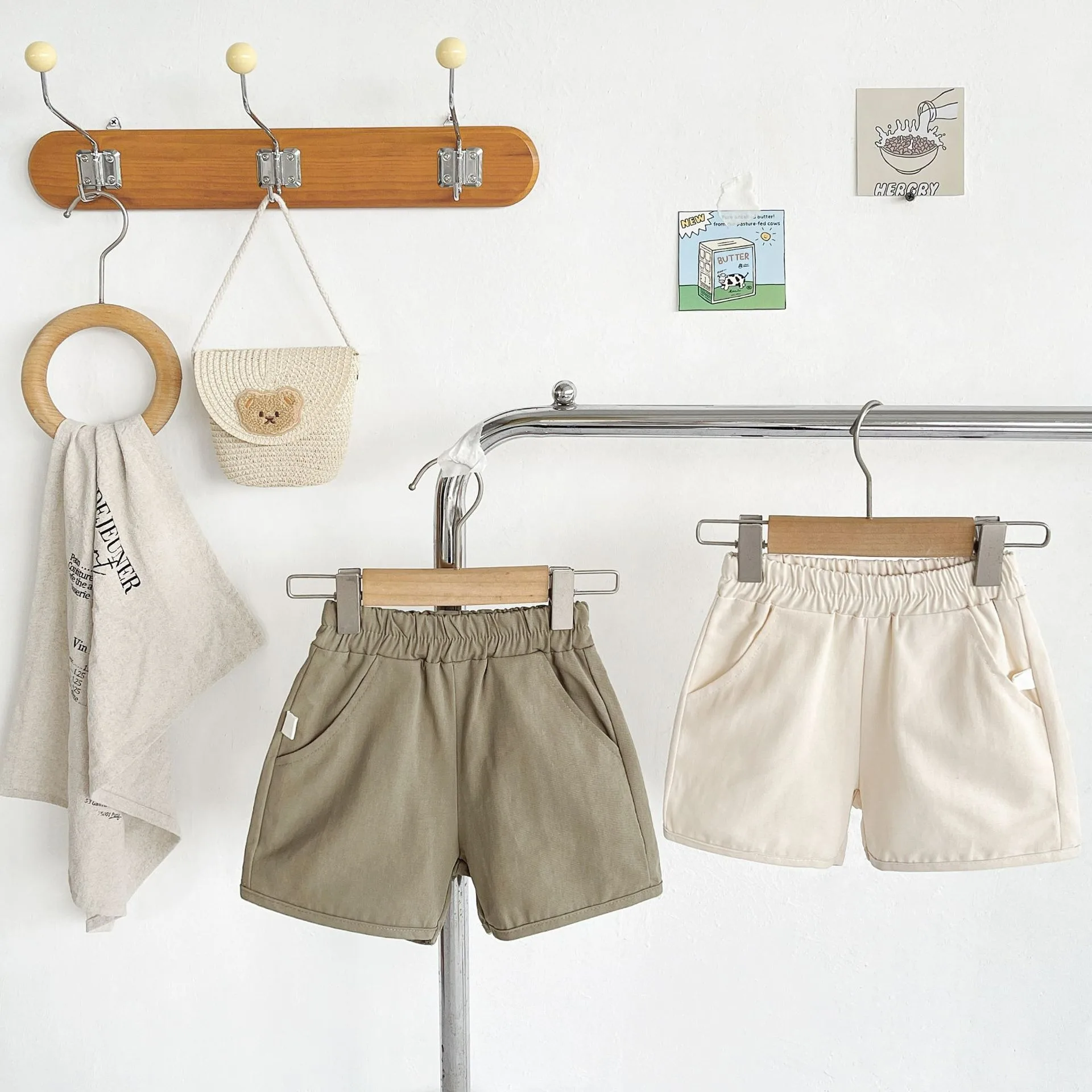 Ircomll 2 Pcs Summer Baby Workwear shorts 100% Organic Cotton for Infant Baby and Toddler, Boys, Girls Breathable Leisure Shorts thumbnail 2