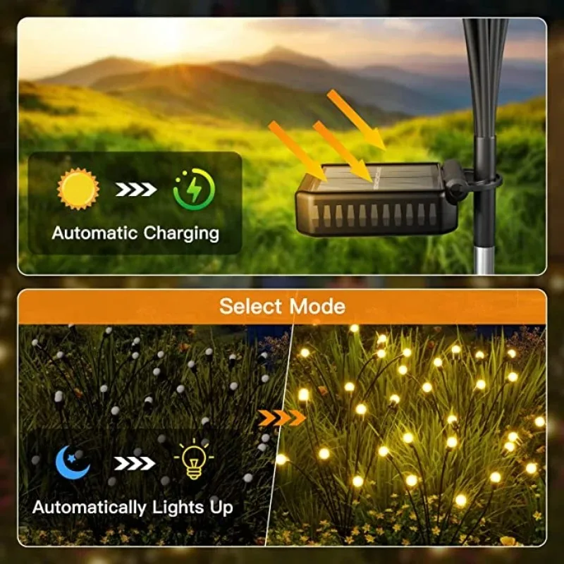 Solar Firefly Lights Outdoor Waterproof LED Garden Lawn Lamp Solar Swaying Sunlight Powered Landscape Courtyard Patio Decoration thumbnail 2