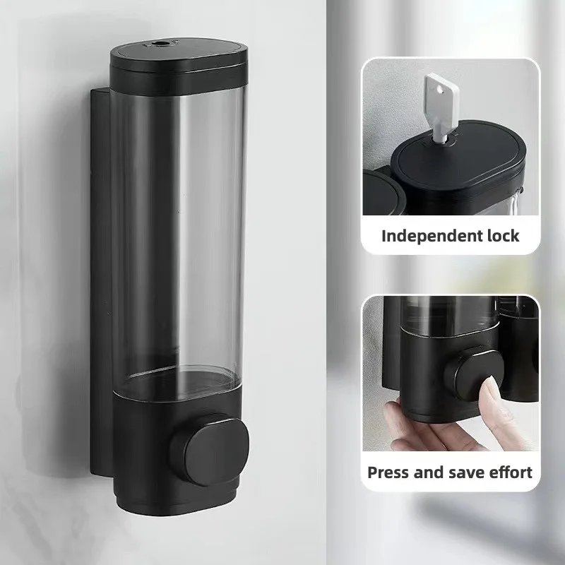 Liquid Soap Dispenser Three-Head  Shower and Lotion Dispenser Waterproof Shampoo Gel Container Wall Mount with Clear Window thumbnail 3