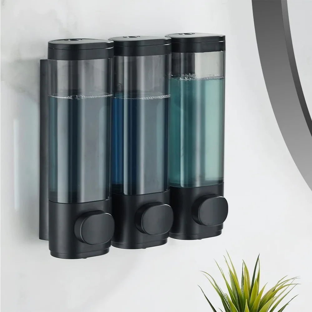 Liquid Soap Dispenser Three-Head  Shower and Lotion Dispenser Waterproof Shampoo Gel Container Wall Mount with Clear Window thumbnail 6