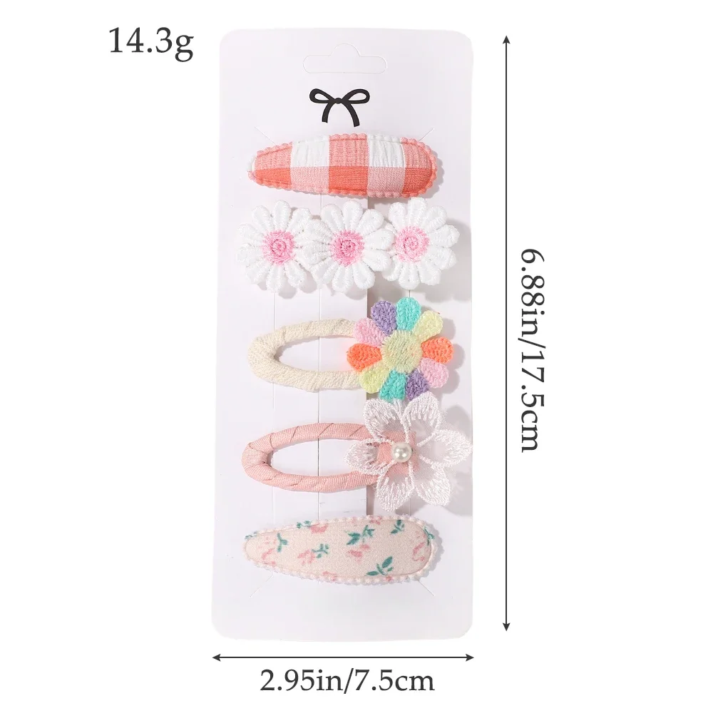 BABY BOWS 5Pcs/lot Girls Lovely Hair Clips Set Embroidered Bangs Barrette Ins Style Daisy Hairpin Kids Hairgripes Accessories thumbnail 6