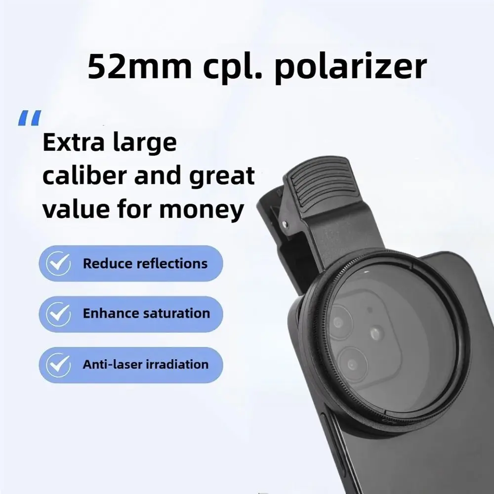 Universal 52mm Circular Polarizer Lens Filter Anti-reflection Portable Smartphones Lens Accessory CPL Filter Kit Camera Lens thumbnail 4