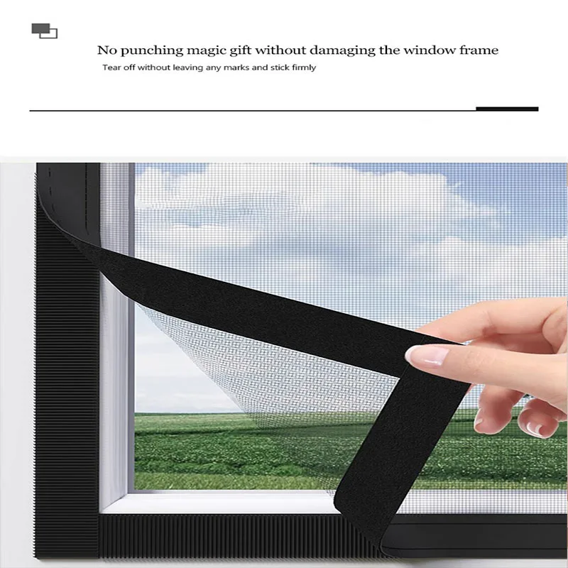 Summer, simple, black, mosquito net with multiple sizes to choose from, adhesive 2cm tape, window screen, curtain mosquito net thumbnail 3