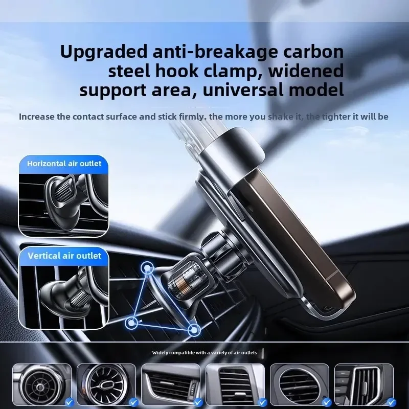UYUXIO Wireless Car Charger Fast Charge Manual Clamping Air Vent Car Phone Holder for Samsung Android Phones iPhone 16 15 14 13 thumbnail 5