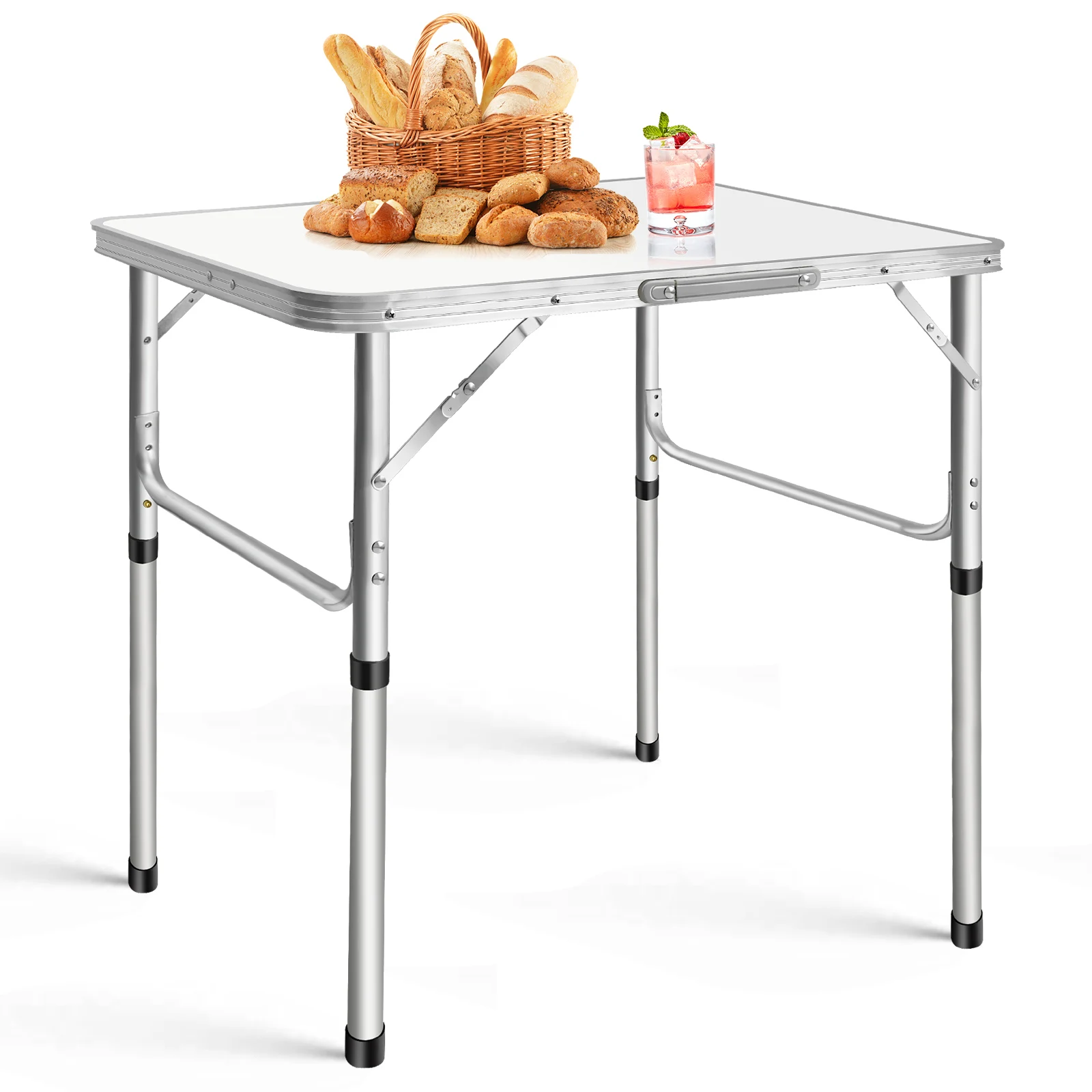 75CM Portable Adjustable Aluminium Alloy Folding Table, 2.5FT Table for Homework Compact Handy Camping Table Garden Party BBQ