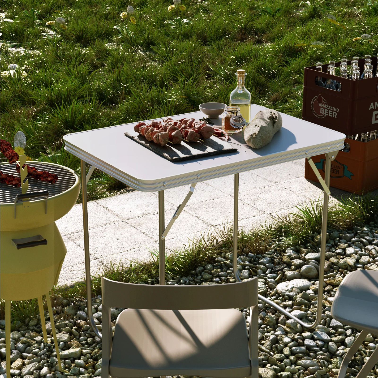 Folding Picnic Table Outdoor,Folding computer table for Homework Compact Handy Camping Table Garden Party BBQ,Multi-Purpose thumbnail 5