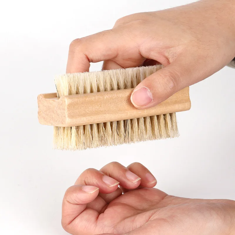 Double-sided Nail Brush Manicure Pedicure Wood Handle Soft Remove Dust Nail Cleaning Brush For Nail Care Scrubbing Tools thumbnail 6