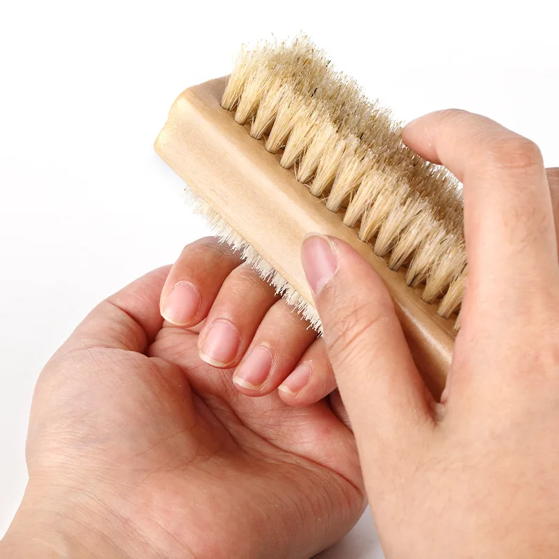Double-sided Nail Brush Manicure Pedicure Wood Handle Soft Remove Dust Nail Cleaning Brush For Nail Care Scrubbing Tools thumbnail 2
