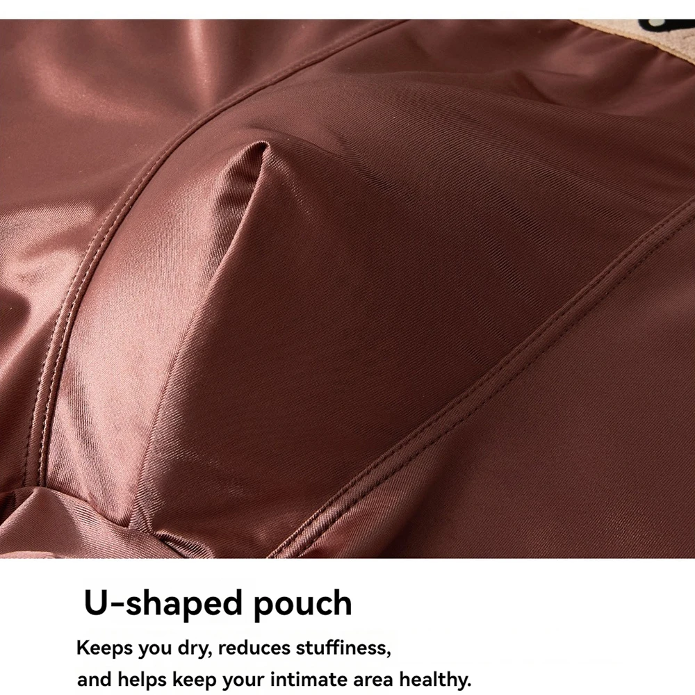 3PCS/Pack Luxury Satin-like Ice Silk Men's Panties Hygroscopic Breathable Double-layer Silk Crotch Boxer High Elastic Underpants thumbnail 4