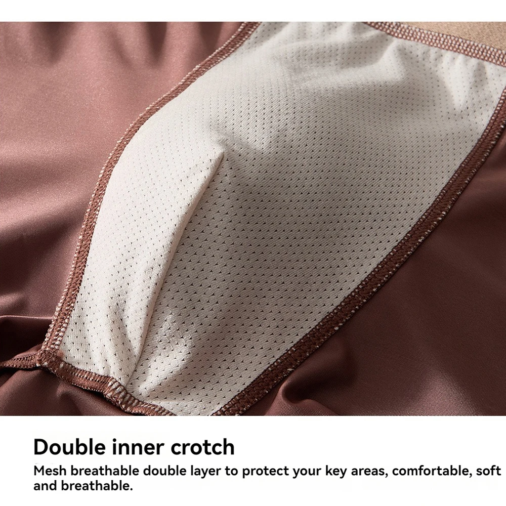 3PCS/Pack Luxury Satin-like Ice Silk Men's Panties Hygroscopic Breathable Double-layer Silk Crotch Boxer High Elastic Underpants thumbnail 5
